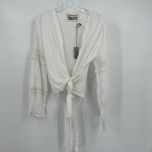 Conditions Apply‎ Womens Boho Aloe Vera Frankie Top Size S White Organic Cottage